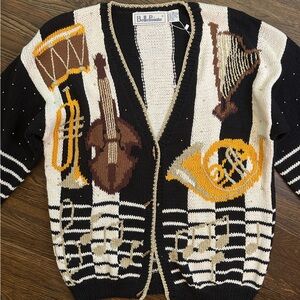 Stunning Rare VintageBelle Pointe Music Chunky Knit Cardigan Sweater